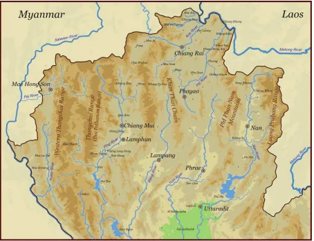 Figure 2. Topography of Northern Thailand. 