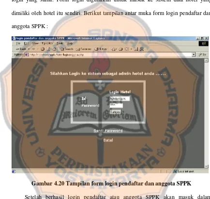 Gambar 4.20 Tampilan form login pendaftar dan anggota SPPK 