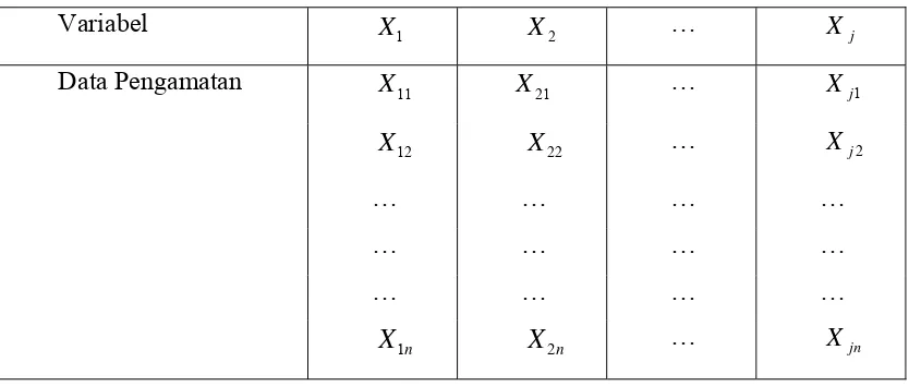 Tabel 2.1 Matriks Pengamatan 