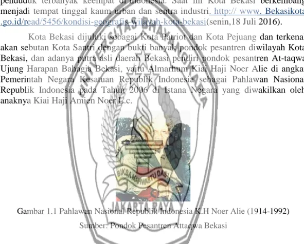 Gambar 1.1 Pahlawan Nasional Republik Indonesia K.H Noer Alie (1914-1992)  Sumber: Pondok Pesantren Attaqwa Bekasi 