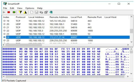 Gambar 6. Hasil pengujian HTTPS dengan menggunakan smartsniff 3.2 Daftar Tabel Pengujian