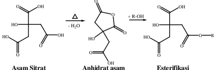 Gambar 1. Reaksi esterifikasi asam sitrat dengan biomassa A. microphylla 