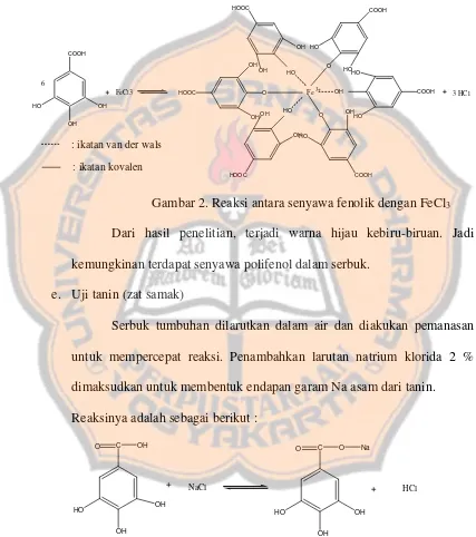 Gambar 2. Reaksi antara senyawa fenolik dengan FeCl3