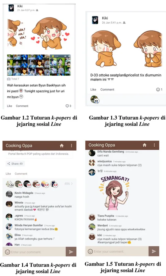 Gambar 1.2 Tuturan k-popers di  jejaring sosial Line 