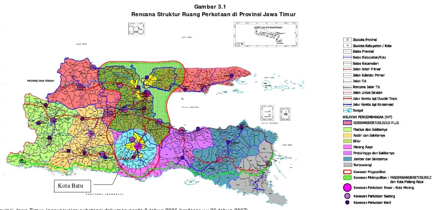 Gambar 3.1 Rencana Struktur Ruang Perkotaan di Provinsi Jawa Timur 