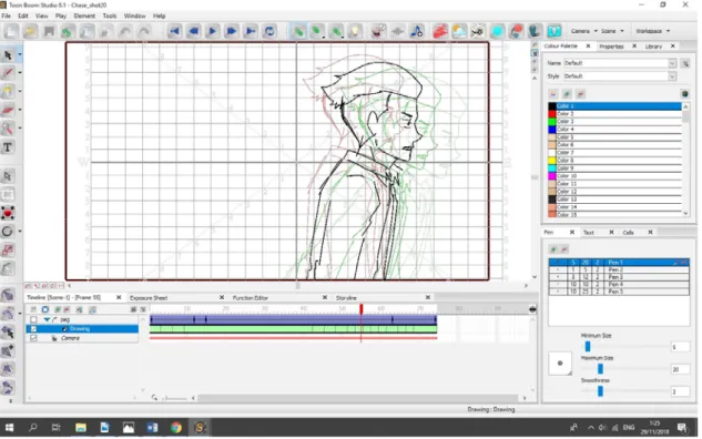 Gambar 11. Screenshot proses animate film animasi “CHASE!” shot 20 