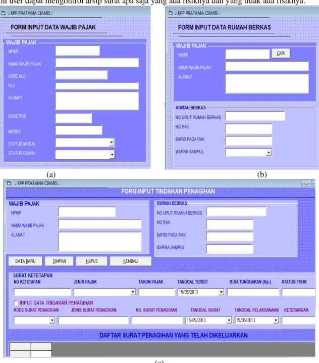 Gambar 6. Layout program pengelolaan rumah berkas surat tagihan pajak 