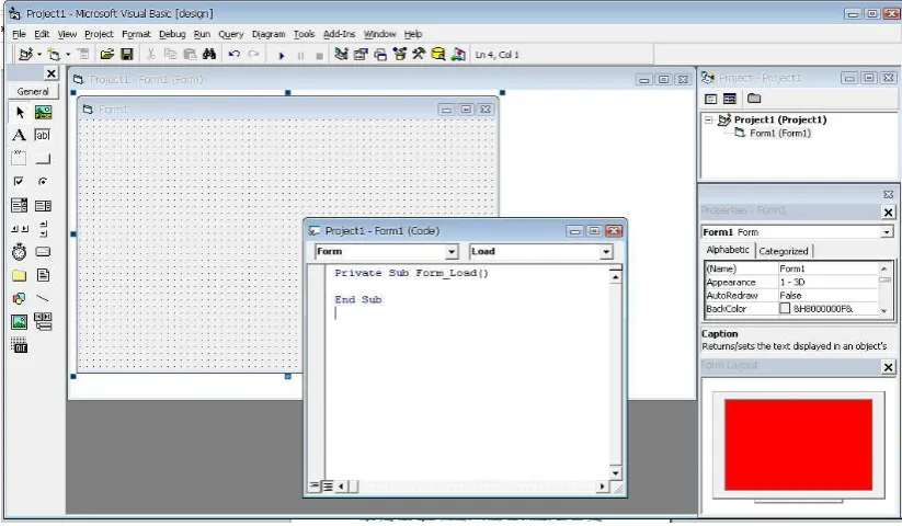 Gambar 2.2 Tampilan awal Visual Basic 6.0 