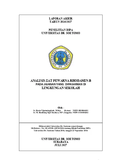 ANALISIS ZAT PEWARNA RHODAMIN-B PADA JAJANAN YANG DIPASARKAN DI ...