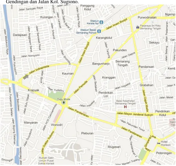 Gambar 1. Peta lokasi studi dan rencana penerapan sistem satu arah  Pembatasan Masalah 