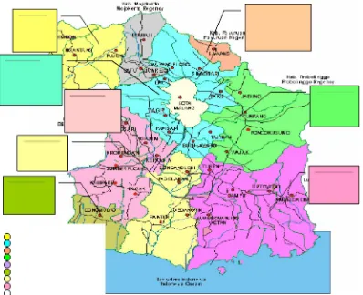 Gambar 4. Peta Kabupaten Malang Dan Sub Sektor Unggulan Masing-Masing Satuan WilayahPengembangan (SWP)