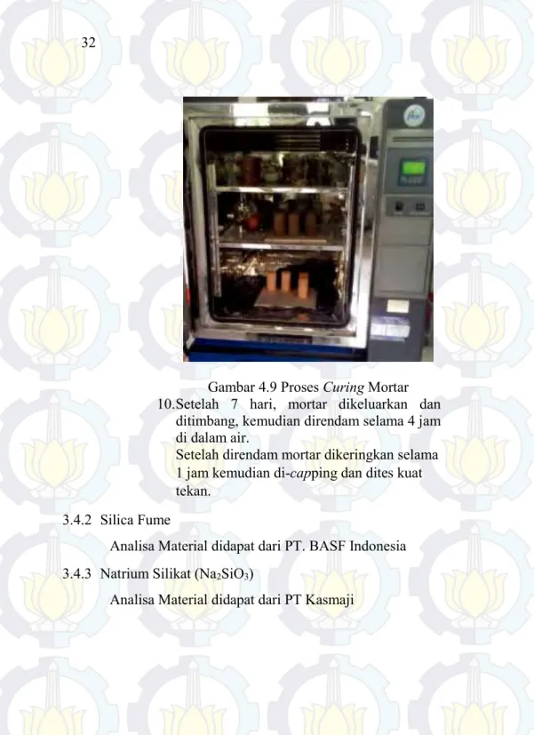 Gambar 4.9 Proses Curing Mortar  10. Setelah  7  hari,  mortar  dikeluarkan  dan 