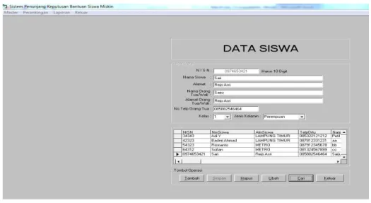 Gambar 3  Sub Menu Siswa 