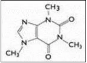 Gambar 3. Struktur kimia kafein (Ramayanti, 2003) 