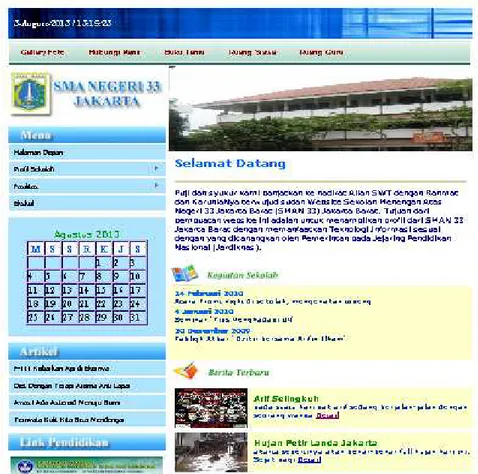 Gambar 6. Halaman Index SIA SMA Negeri 33  2). Halaman Login User 