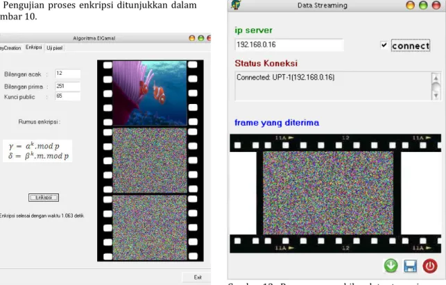 Gambar 11: Proses streaming dengan ukuran file  stream yang dikirim 