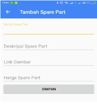 Gambar 12. Tampilan Tambah spare part.