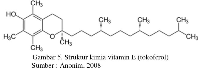 Gambar 5. Struktur kimia vitamin E (tokoferol) 