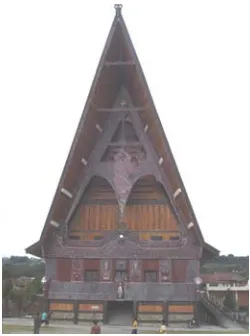 Gambar 01. Fasad Bangunan Gereja Katolik Inkulturatif Pangururan (GKIP) 
