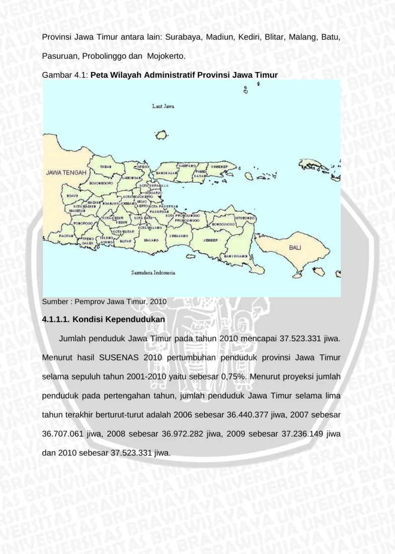 Gambar 4.1: Peta Wilayah Administratif Provinsi Jawa Timur 
