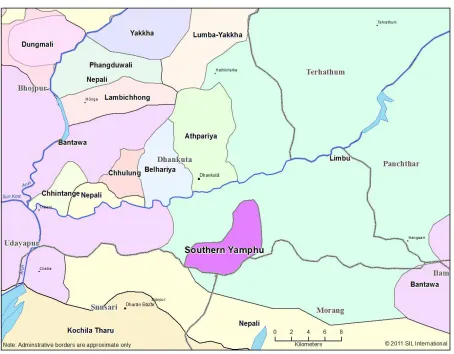 Figure 3. Map of language area in Dhankuta district. 