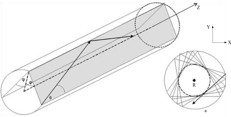 Gambar 2.10 Suatu berkas terpelintir (skewed ray) terletak dalam suatu bidang 