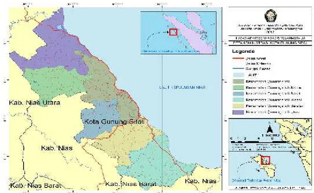 Gambar 1. Peta Administrasi Kota Gunungsitoli. (RTRW Kota Gunungsitoli, 2017)
