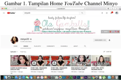 Gambar 1. Tampilan Home YouTube Channel Minyo 