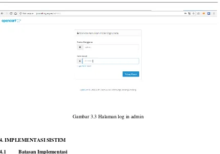 Gambar 3.3 Halaman log in admin 