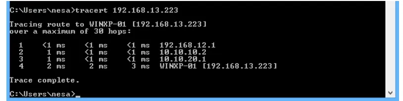 Gambar 9 Hasil Tracert Pada Implementasi OSPF 