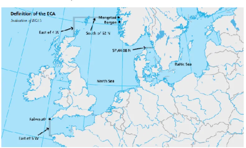 Gambar 2.6  Gambar diatas menunjukkan letak laut Baltik  yang harus memenuhi peraturan kandungan  belerang yang lebih sedikit daripada wilayah  yang lainnya