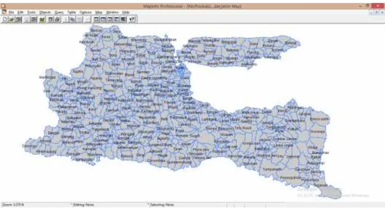 Gambar 7. Digitasi Peta Kabupaten-Kota di Provinsi Jawa Timur