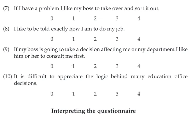 Figure 1.1 Scoring sheet for management principles questionnaire