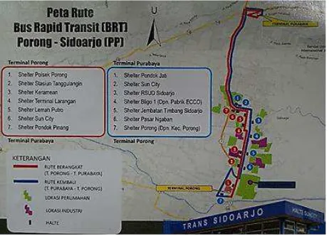 Gambar 1. Rute dan Shelter BRT Sumber: Perum DAMRI Cabang Surabaya, 2018 