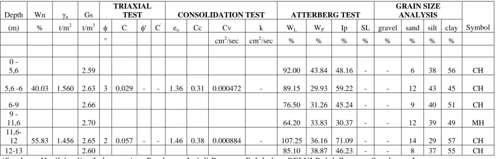 Tabel 3.1. Analisa Hasil Test Percobaan di Laboratorium Titik BH 1 . 