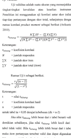 tabel tidak valid. Bila r^i^j^g lebih lebih besar dari t tabel, 