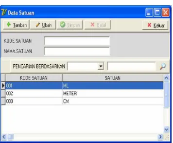Gambar 13. Tampilan Pengolahan Data Satuan