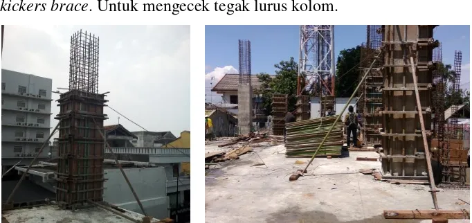 Gambar 3.44. Pemasangan Bekisting kolom Sumber: Dokumentasi Pribadi, 2016 