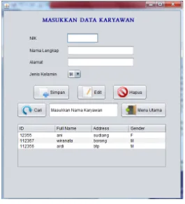 Gambar  Halaman Input Data Karyawan