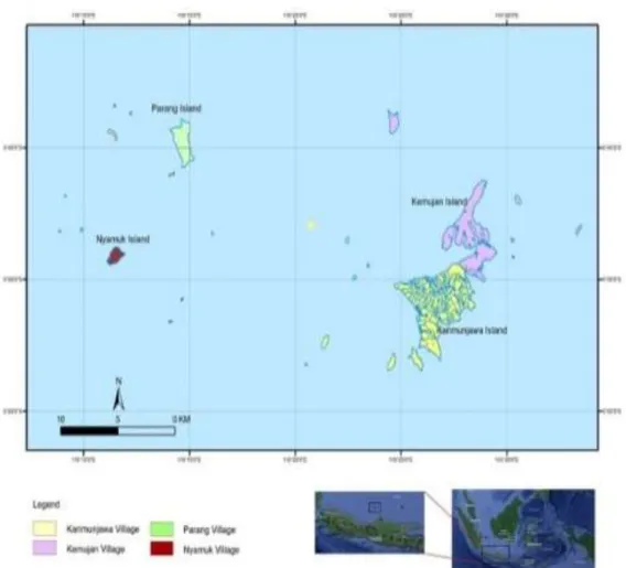 Gambar 1 Lokasi Penelitian di Kepulauan Karimunjawa, Provinsi Jawa Tengah, Indonesia  Metode Pengumpulan dan analisis Data 