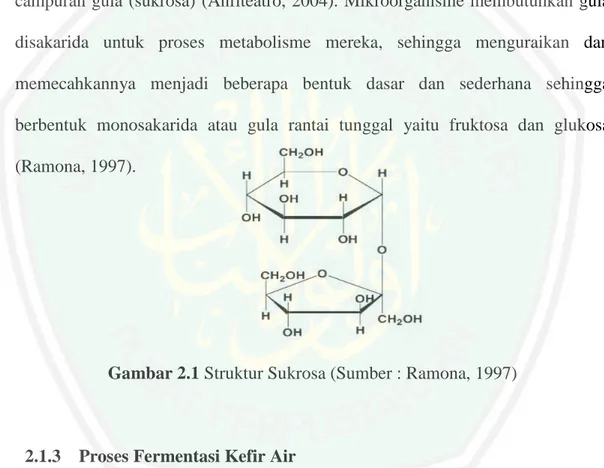 Gambar 2.1 Struktur Sukrosa (Sumber : Ramona, 1997) 