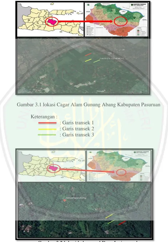 Gambar 3.1 lokasi Cagar Alam Gunung Abang Kabupaten Pasuruan  Keterangan : 