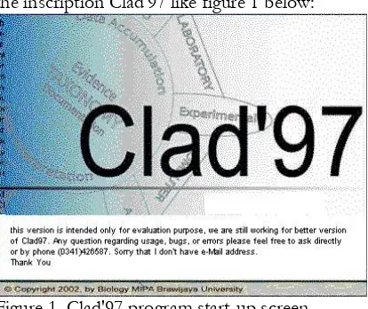 Figure 1. Clad'97 program start-up screen  