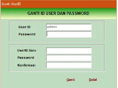 Gambar 2. Tampilan Menu Ganti User ID dan Password Siskeudes 