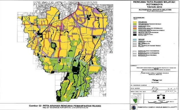 Gambar 2. Peta Rencana Tata Ruang Kotamadya Jakarta Selatan  (Sumber:http://bulletin.penataanruang.net) 