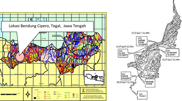 Gambar 2. Lokasi Bendung Cipero dan Poligon Thiesen pada DAS Bendung Cipero 