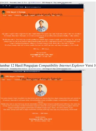 Gambar 13 Hasil Pengujian Compatibility Internet Explorer Versi 9 