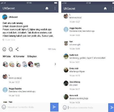 Gambar Data Komentar Konten Pesan LINE UNSecret