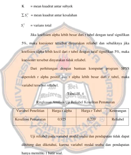 Tabel III. 4 