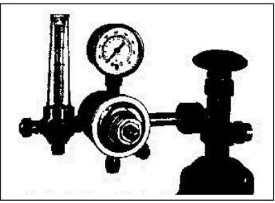 Gambar 1. Regulator tekanan gas berikut flowmeter 